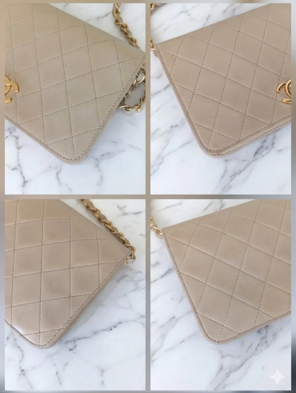 Chanel Vintage Small Full Flap Beige Lambskin 24K Gold Plated ✨ COA - Picture 12 of 15
